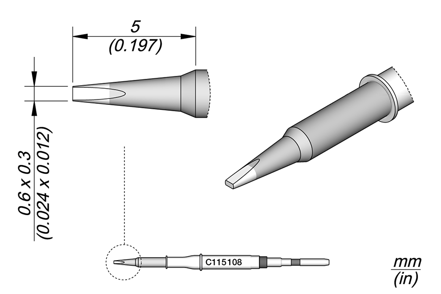 C115108 - Chisel Cartridge 0.6 x 0.3